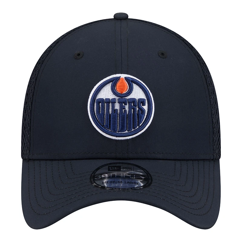 Casquette New Era Flex 39THIRTY bleu marine avec logo des Oilers d'Edmonton pour homme
