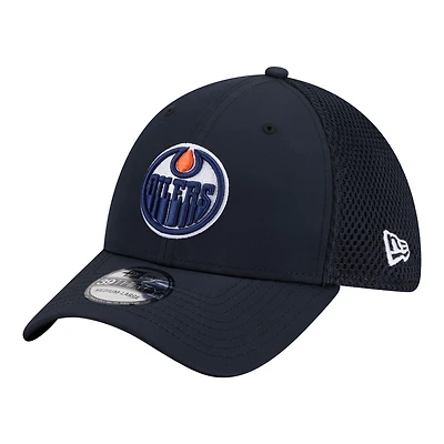 Casquette New Era Flex 39THIRTY bleu marine avec logo des Oilers d'Edmonton pour homme