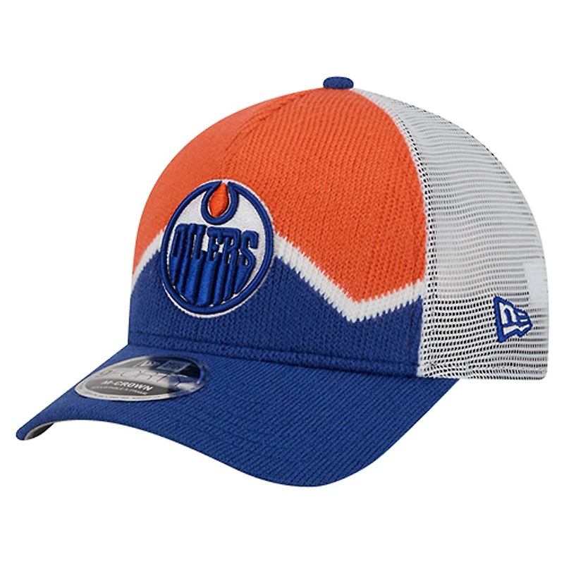 Casquette ajustable New Era orange/bleu royal Edmonton Oilers Sock 9FORTY M-Crown A-Frame pour homme