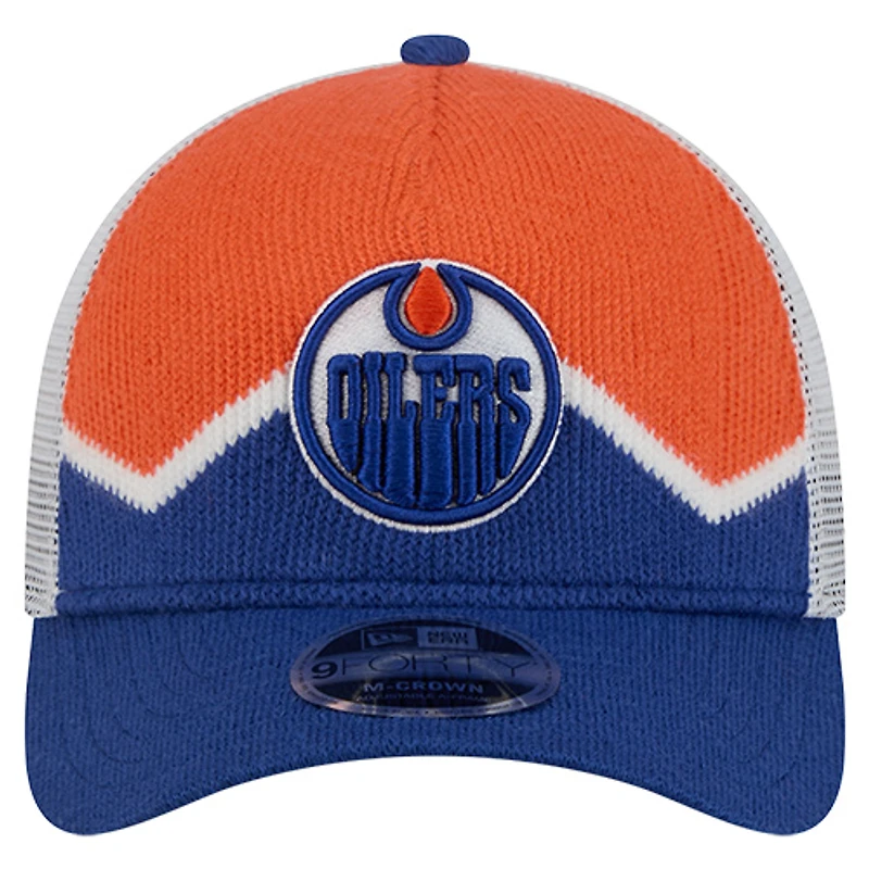 Men's New Era Orange/Royal Edmonton Oilers Sock 9FORTY M-Crown A-Frame Adjustable Hat