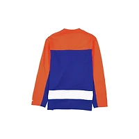 Maillot de hockey à manches longues New Era Royal/Orange des Oilers d'Edmonton, champions la Coupe Stanley, pour homme