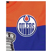 Maillot de hockey à manches longues New Era Royal/Orange des Oilers d'Edmonton, champions la Coupe Stanley, pour homme