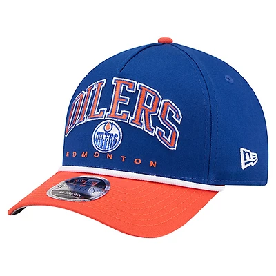 Casquette ajustable New Era Royal Edmonton Oilers 9FORTY M-Crown A-Frame pour homme