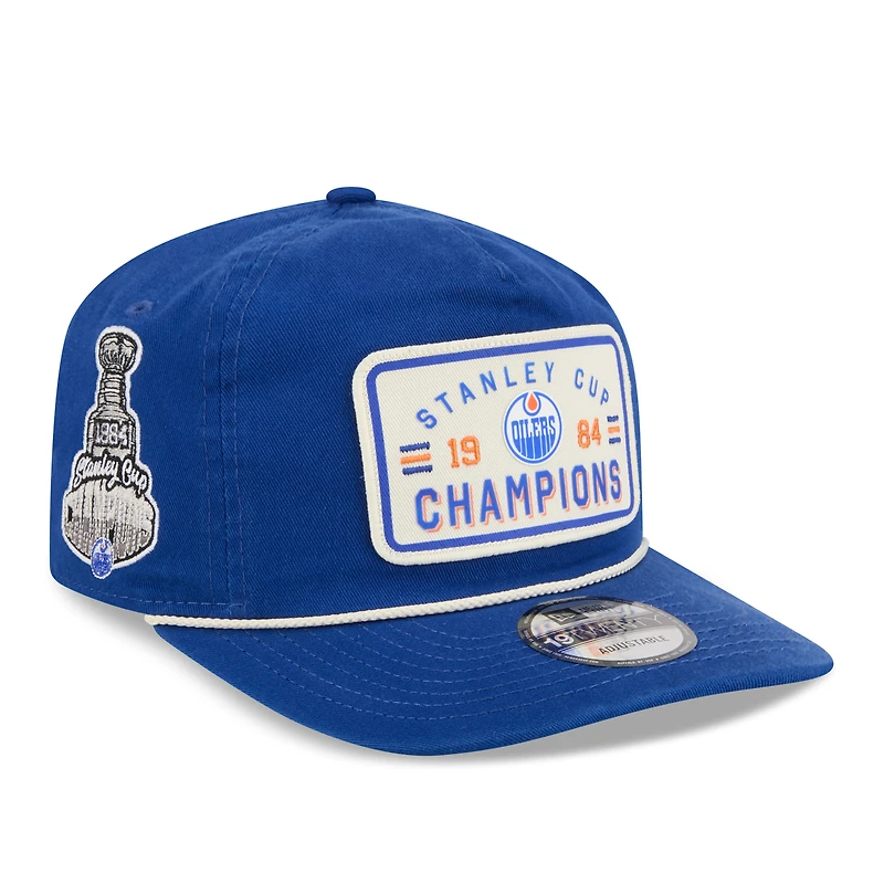 Men's New Era  Royal Edmonton Oilers Throwback Stanley Cup Champions Side Patch 19TWENTY Adjustable Hat