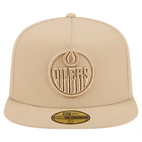 Casquette ajustée A-Frame 59FIFTY des Oilers d'Edmonton de New Era pour homme, couleur beige