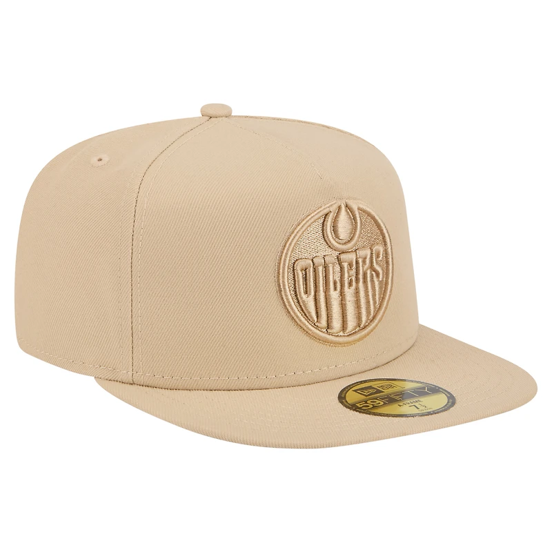 Men's New Era Tan Edmonton Oilers Color Pack 59FIFTY A-Frame Fitted Hat