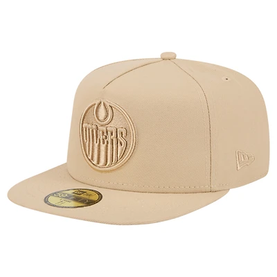 Casquette ajustée A-Frame 59FIFTY des Oilers d'Edmonton de New Era pour homme, couleur beige