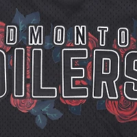 Chemise de baseball à boutons complets en maille Pro Standard noire pour hommes des Oilers d'Edmonton Roses