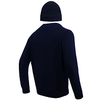Coffret cadeau avec pull et bonnet en tricot à revers Pro Standard pour hommes des Oilers d'Edmonton, bleu marine
