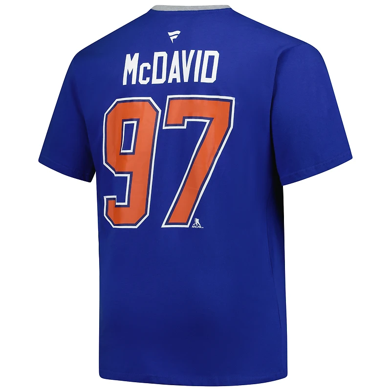 Profil homme Connor McDavid Royal Edmonton Oilers Big & Tall Nom et numéro T-shirt