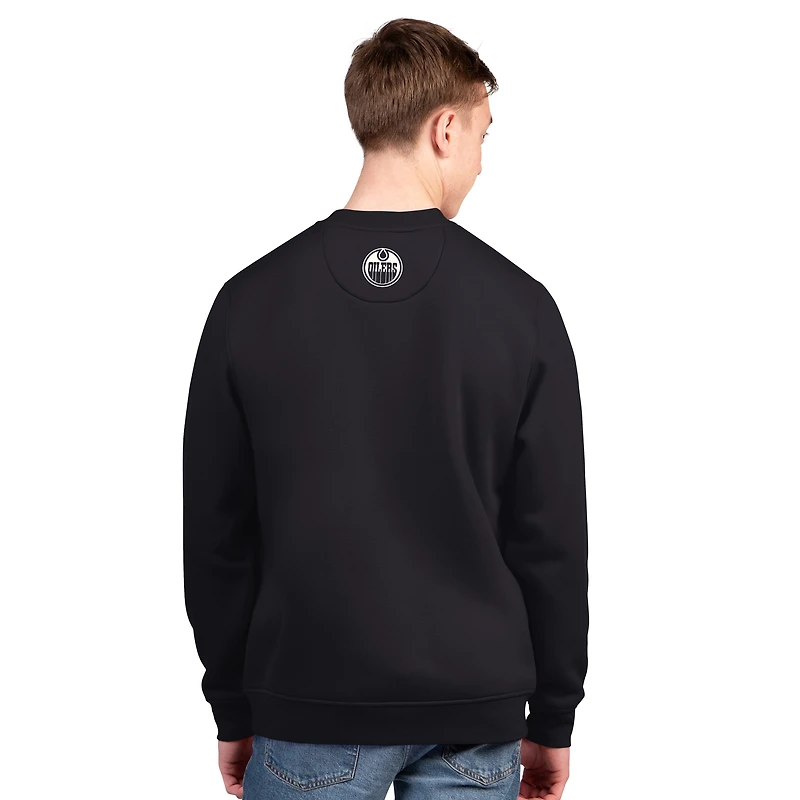 Sweat-shirt ras du cou en molleton noir pour homme des Oilers d'Edmonton
