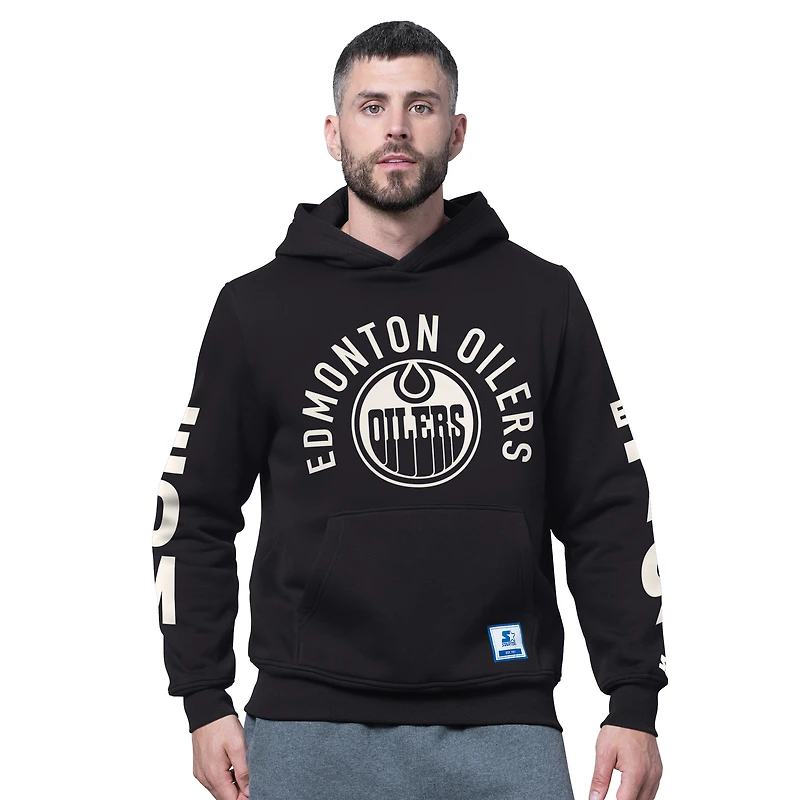 Men's Starter Black Edmonton Oilers Handoff Hoodie