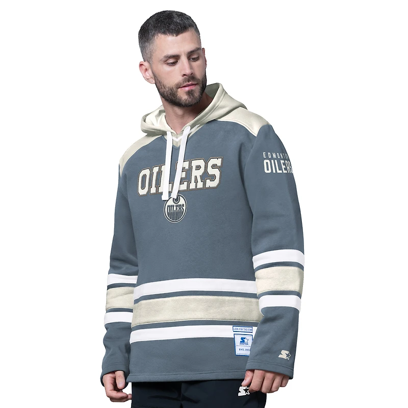 Men's Starter  Gray Edmonton Oilers Slapshot Fleece Hoodie