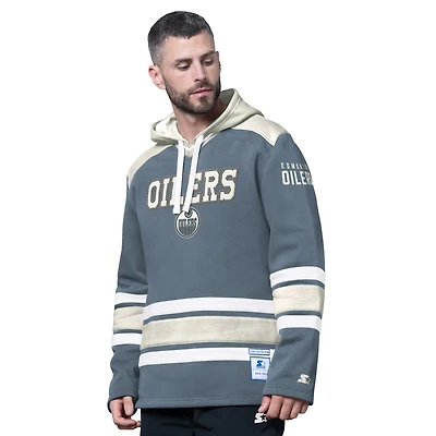 Men's Starter  Gray Edmonton Oilers Slapshot Fleece Hoodie