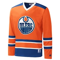 T-shirt à manches longues pour homme Starter Orange Edmonton Oilers carreaux croisés