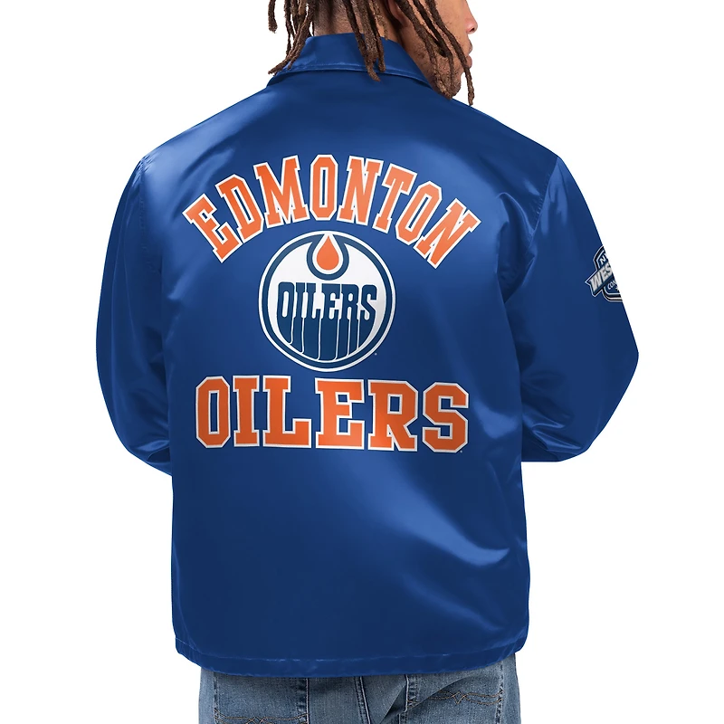 Veste à bouton-pression Starter Royal Edmonton Oilers Option Route Coaches pour hommes