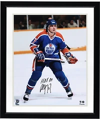 Photo de patinage autographiée de Paul Coffey (Edmonton Oilers), 40,6 x 50,8 cm, maillot royal, avec inscription « HOF 04 ».