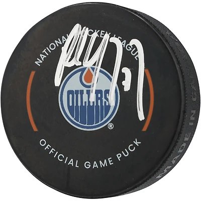 Rondelle de match officielle autographiée par Paul Coffey des Oilers d'Edmonton