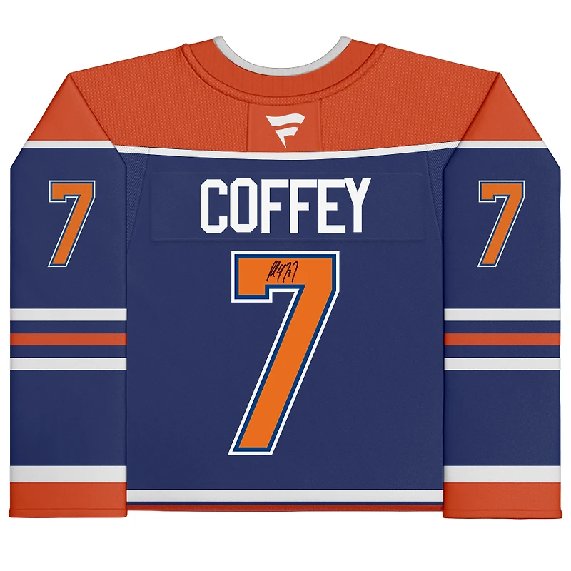 Paul Coffey Edmonton Oilers Autographed Royal Fanatics Premium Jersey