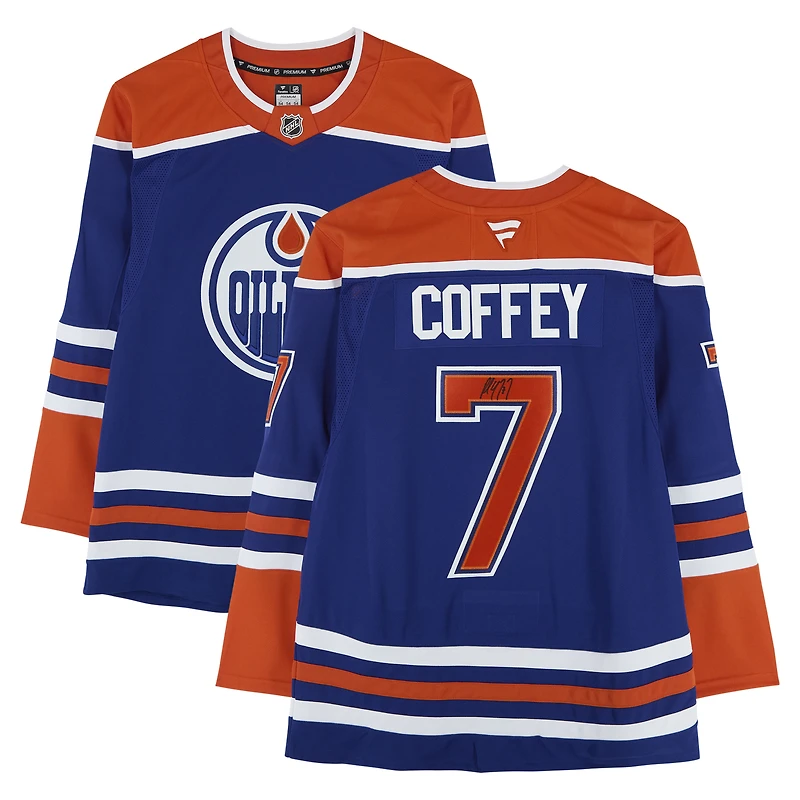 Paul Coffey Edmonton Oilers Autographed Royal Fanatics Premium Jersey