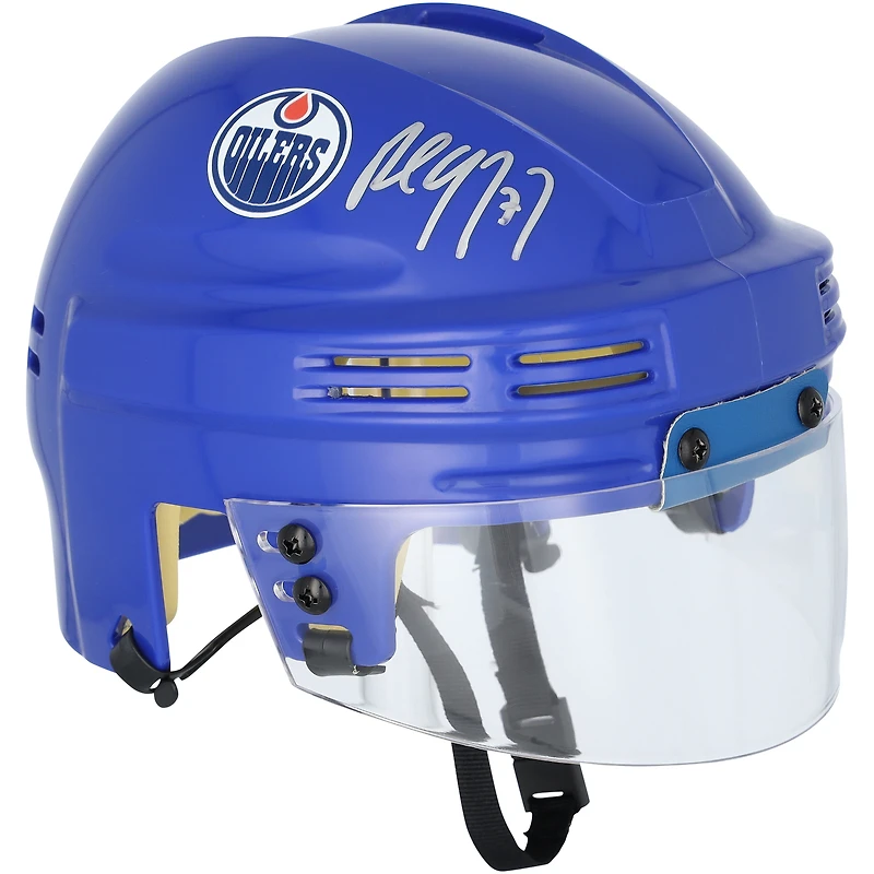 Mini casque Royal autographié par Paul Coffey des Oilers d'Edmonton