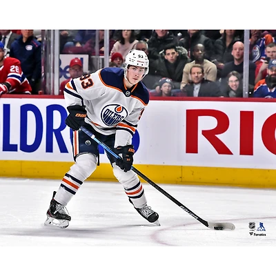 Ryan Nugent-Hopkins Edmonton Oilers Unsigned White Jersey Skating Photograph