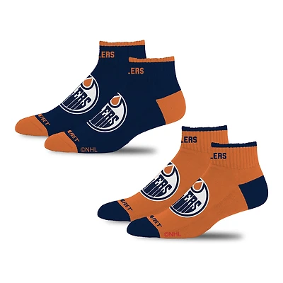 Ensemble de 2 paires de chaussettes unisexes For Bare Feet Edmonton Oilers Front & Center