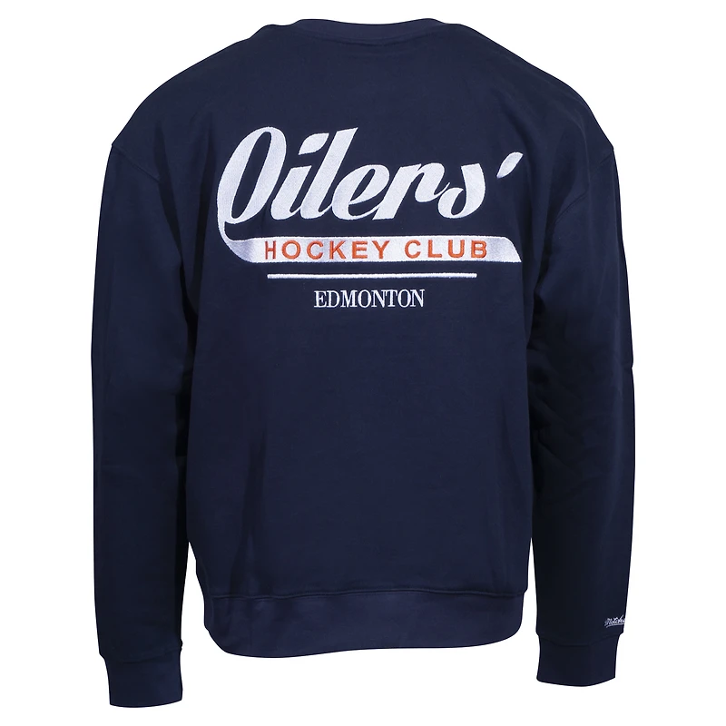 Sweat-shirt unisexe Mitchell & Ness Navy Edmonton Oilers Swag surdimensionné
