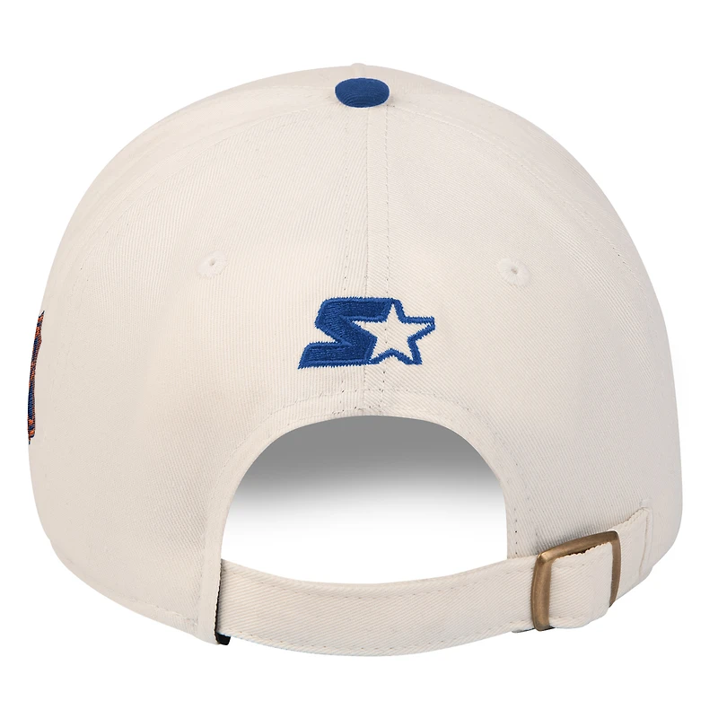 Casquette unisexe Starter blanche/bleu roi des Oilers d'Edmonton, ajustable et décontractée