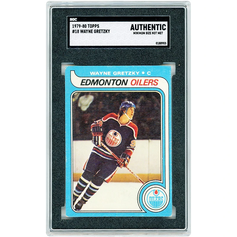 Carte de recrue authentifiée SGC n° 18 de Wayne Gretzky, Oilers d'Edmonton, saison 1979-1980, Topps.