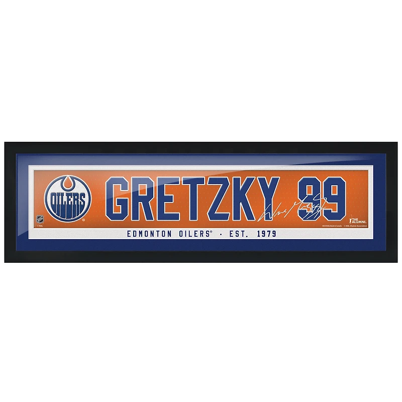 Wayne Gretzky Edmonton Oilers 6 `` x 22 '' réplique encadrée autographe ancien nom - barre