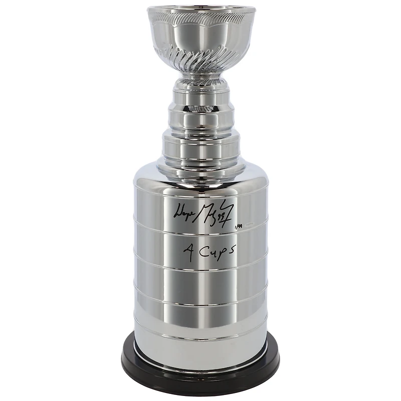 Réplique de la Coupe Stanley autographiée par Wayne Gretzky des Oilers d'Edmonton avec l'inscription « 4 Cups » - Édition limitée à 99 exemplaires - Upper Deck