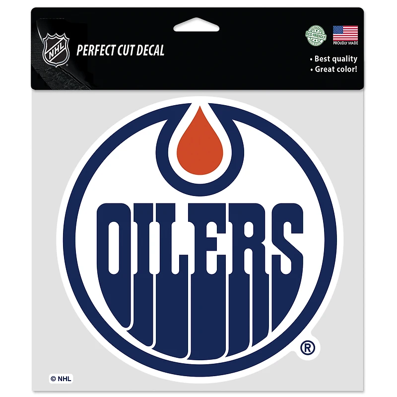 Autocollant couleur découpé parfait WinCraft Edmonton Oilers 8 po x 8 po