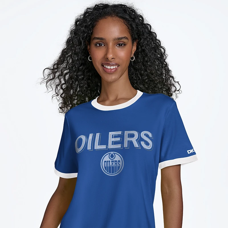 T-shirt Alice Tri-Blend pour femme DKNY Sport Royal des Oilers d'Edmonton