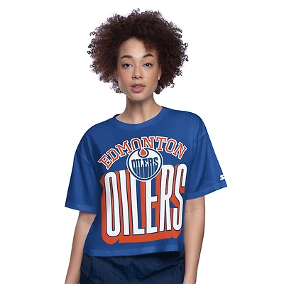 T-shirt court pour femme « Starter Royal » des Oilers d'Edmonton « Play the Ball »