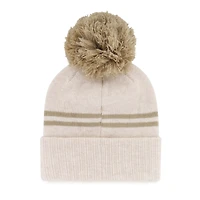 Women's '47  Natural Edmonton Oilers Latte Cuffed Knit Hat with Pom