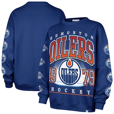 Women's '47 Royal Edmonton Oilers Go Big Oversized Fleece Crewneck Sweatshirt