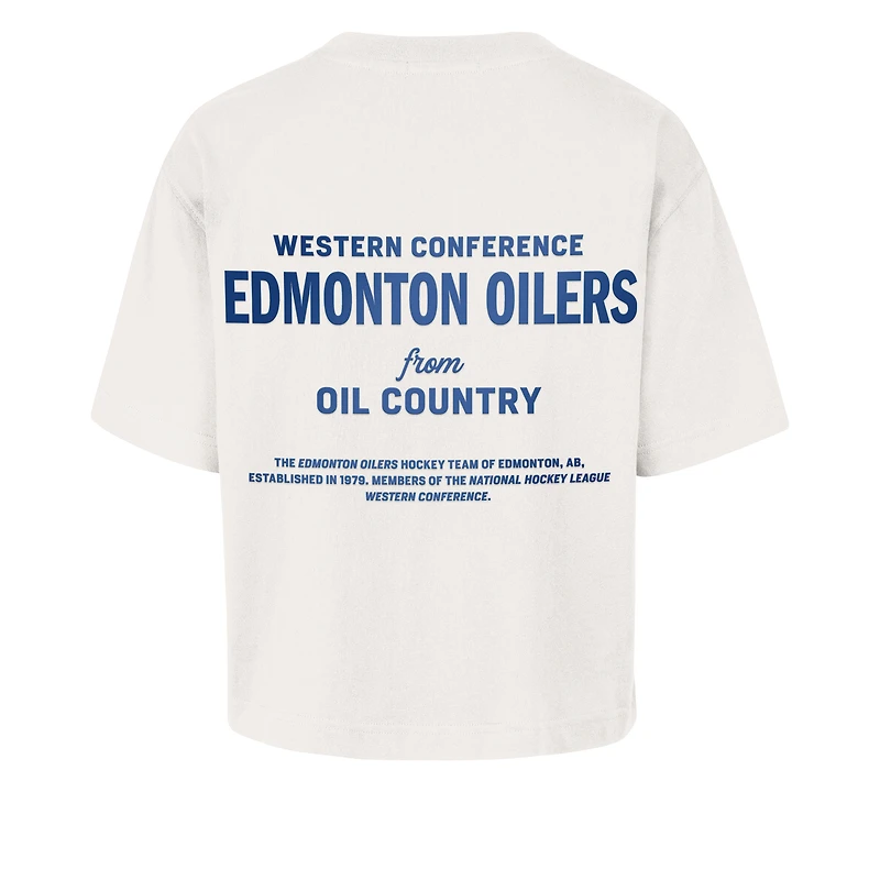 Women's '47 Sand Edmonton Oilers Leon Foundation City Cropped T-Shirt
