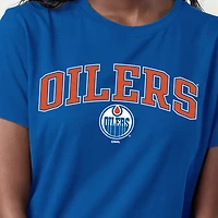 Women's Champion  Royal Edmonton Oilers Arch Mascot Logo T-Shirt