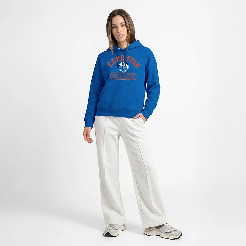Women's Champion Royal Edmonton Oilers Arched Pill Box Hoodie
