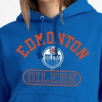 Women's Champion  Royal Edmonton Oilers Arched Pill Box Hoodie