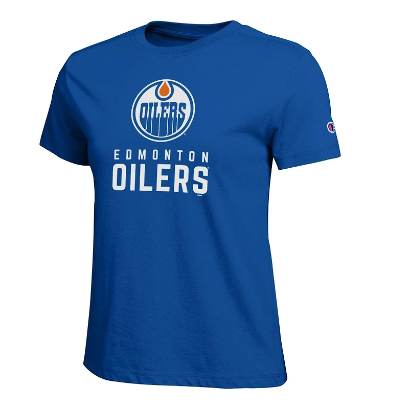 Women's Champion Royal Edmonton Oilers Wordmark Lockup T-Shirt