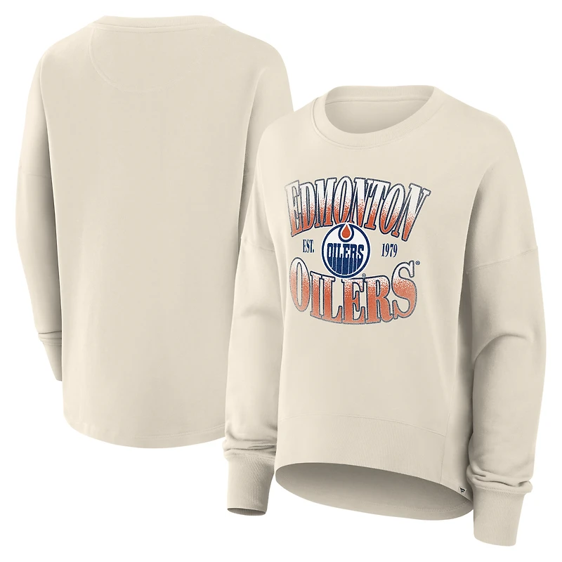 Women's Fanatics Beige Edmonton Oilers Oversized Slice Pullover Sweatshirt