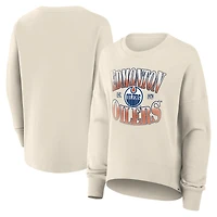 Women's Fanatics Beige Edmonton Oilers Oversized Slice Pullover Sweatshirt