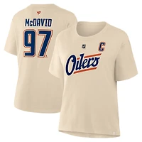 T-shirt beige Fanatics Connor McDavid des Oilers d'Edmonton avec nom et numéro alternatifs pour femmes