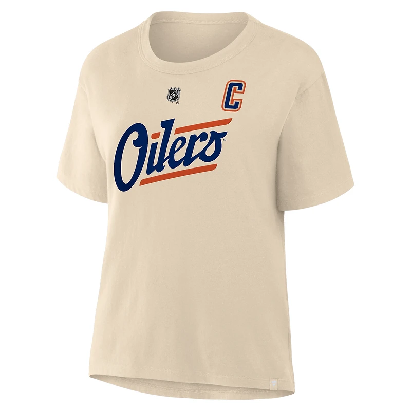 Women's Fanatics Connor McDavid Beige Edmonton Oilers Alternate Name & Number T-Shirt