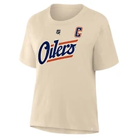 Women's Fanatics Connor McDavid Beige Edmonton Oilers Alternate Name & Number T-Shirt