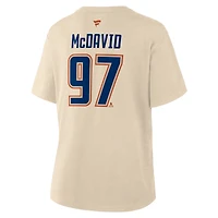 Women's Fanatics Connor McDavid Beige Edmonton Oilers Alternate Name & Number T-Shirt