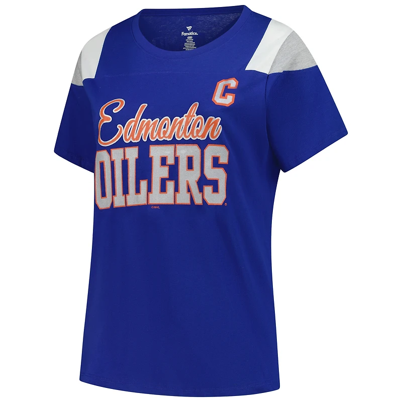 Women's Fanatics Connor McDavid Royal Edmonton Oilers Plus Name & Number Scoop Neck T-Shirt