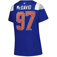 T-shirt à col rond taille plus avec nom et numéro Fanatics Connor McDavid Royal Edmonton Oilers pour femmes